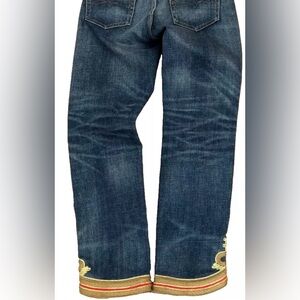 Polo Ralph Lauren Waverly straight crop Blue Denim Embroidered Jeans Size 27 GUC